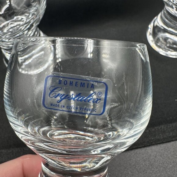 Bohemian Czech Crystal Shot Glasses 3oz Weighted Base Set of 6 Vintage 1990s - Picture 3 of 8